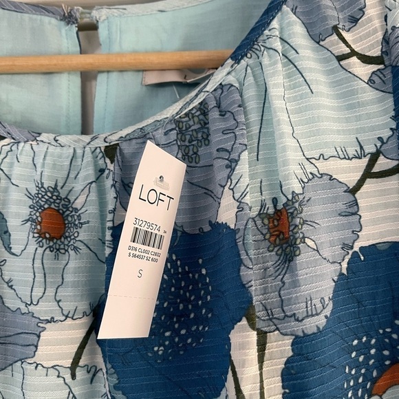 Loft Puff Sleeve Poppy Print Tiered Midi Dress - S - Picture 4 of 7